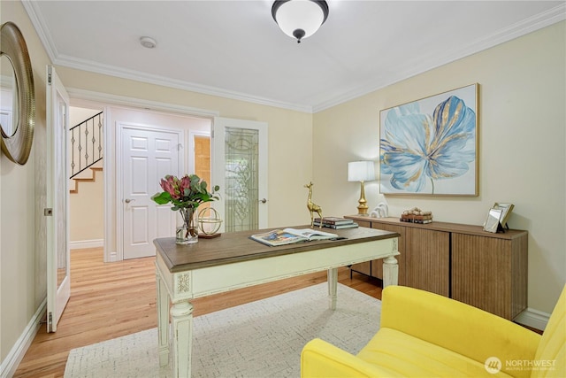 1823 Richards Rd, Bellevue, WA 98005 - office featuring crown molding, baseboards, and light wood-style floors