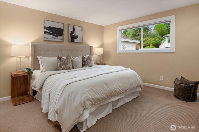 bedroom featuring baseboards and carpet flooring