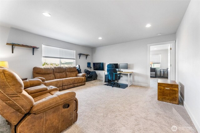 617 S Page St, Buckley, WA 98321 - carpeted living area featuring recessed lighting and baseboards