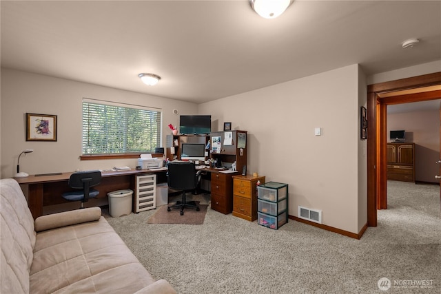 81 N Fawn Dr, Hoodsport, WA 98548 - carpeted home office featuring visible vents and baseboards
