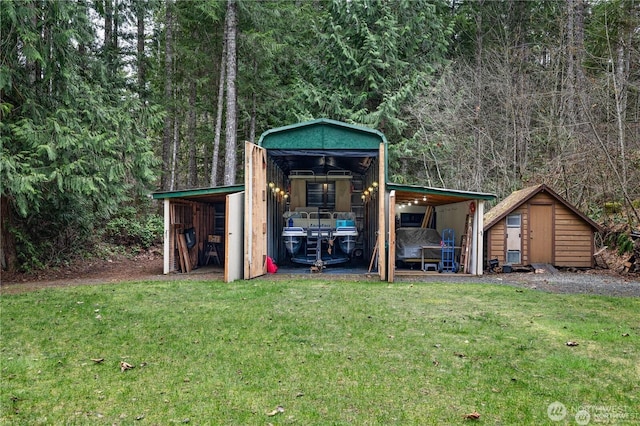81 N Fawn Dr, Hoodsport, WA 98548 - view of shed with a view of trees
