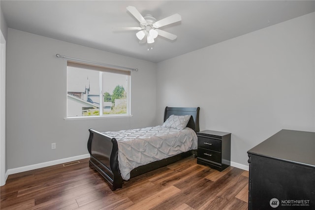 11234 SE 299th Pl, Auburn, WA 98092 - bedroom with visible vents, wood finished floors, baseboards, and ceiling fan