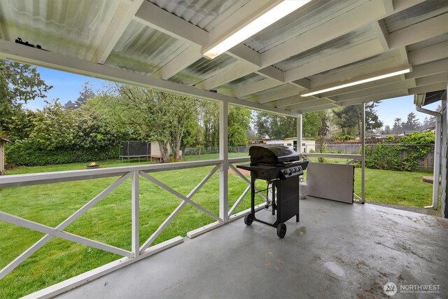 30573 5th Ave SW, Federal Way, WA 98023 - view of patio / terrace featuring a trampoline, a fenced backyard, and grilling area