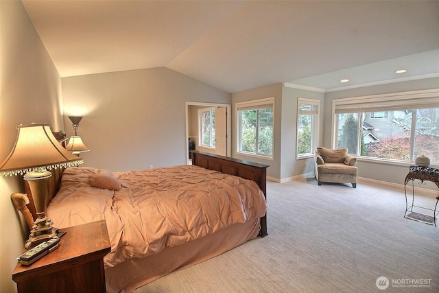2116 263rd Pl SE, Sammamish, WA 98075 - bedroom with baseboards, carpet, vaulted ceiling, and multiple windows