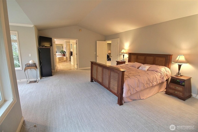 2116 263rd Pl SE, Sammamish, WA 98075 - bedroom with baseboards, vaulted ceiling, and light carpet