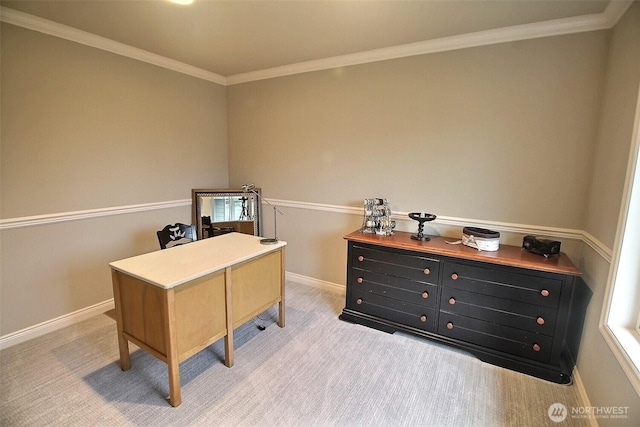 2116 263rd Pl SE, Sammamish, WA 98075 - home office featuring baseboards, ornamental molding, and light carpet