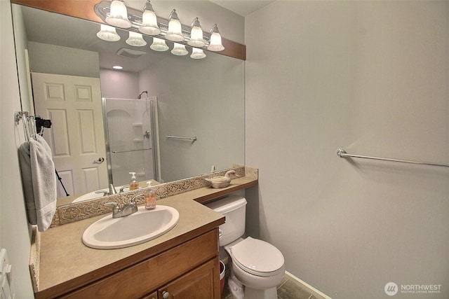 2116 263rd Pl SE, Sammamish, WA 98075 - full bathroom with vanity, baseboards, walk in shower, and toilet