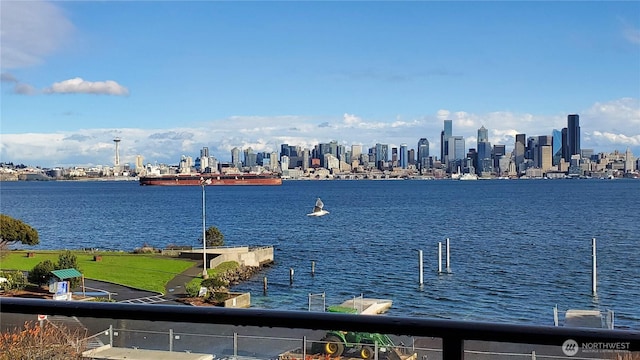 property view of water with a city view