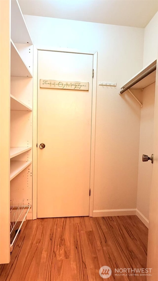 spacious closet with light wood-style floors