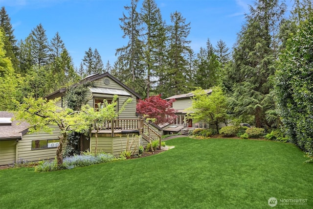 view of yard with a deck