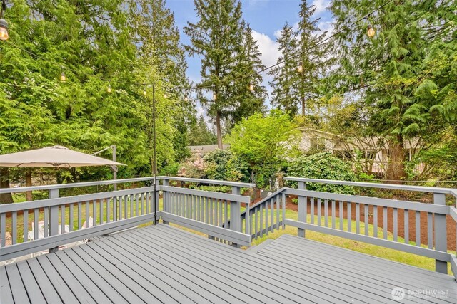 deck featuring a fenced backyard