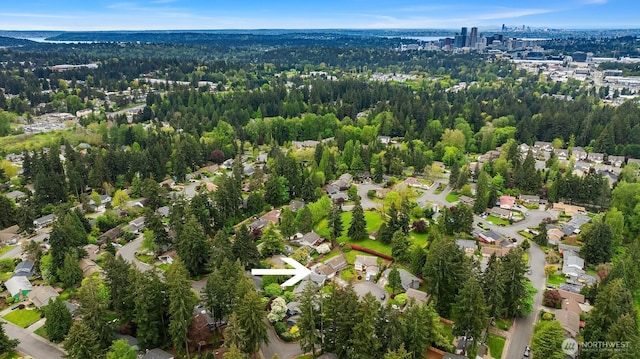 drone / aerial view featuring a residential view