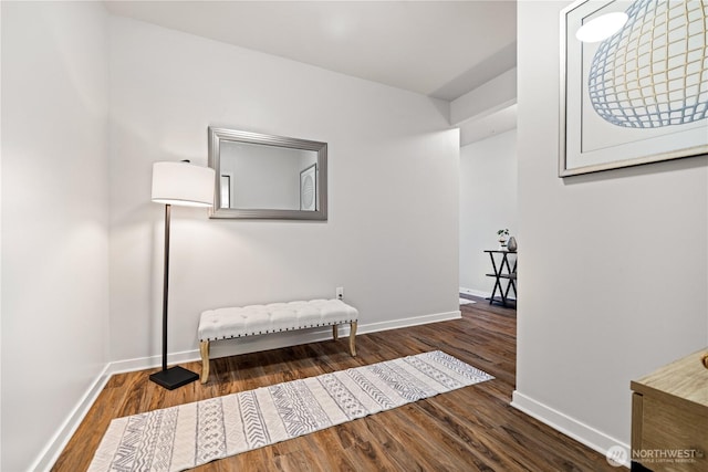 interior space featuring baseboards and wood finished floors