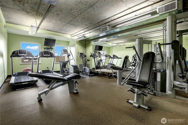 gym featuring visible vents