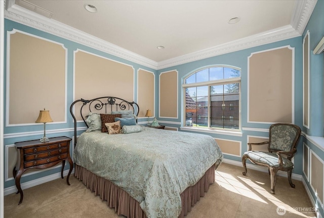 1909 E Pinecrest Rd, Spokane, WA 99202 - bedroom with light colored carpet, crown molding, and baseboards