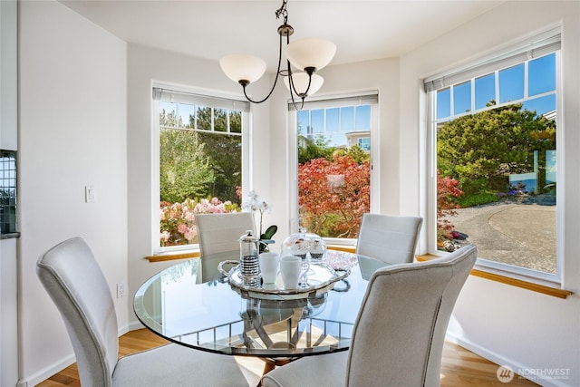 8012 Chinook Way, Blaine, WA 98230 - dining space featuring a notable chandelier, wood finished floors, and a wealth of natural light