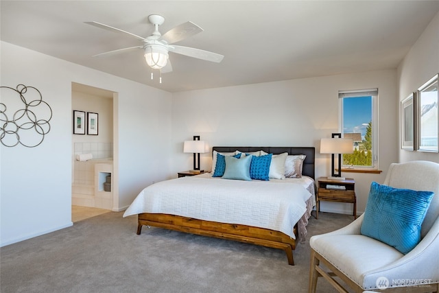 8012 Chinook Way, Blaine, WA 98230 - carpeted bedroom with ensuite bathroom and ceiling fan