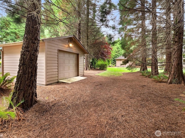 view of detached garage