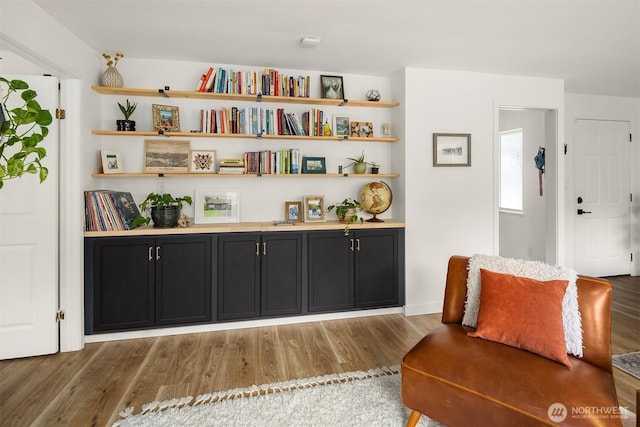 living area with light wood-type flooring