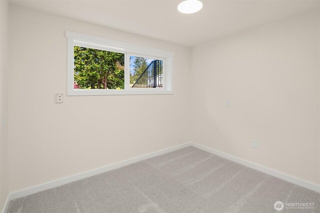 spare room featuring baseboards and carpet flooring