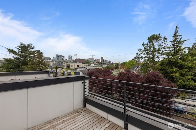 balcony with a view of city