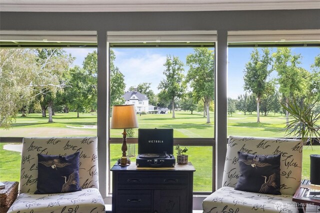 interior space with crown molding