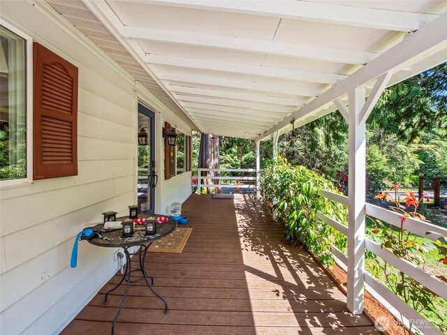 wooden deck with covered porch