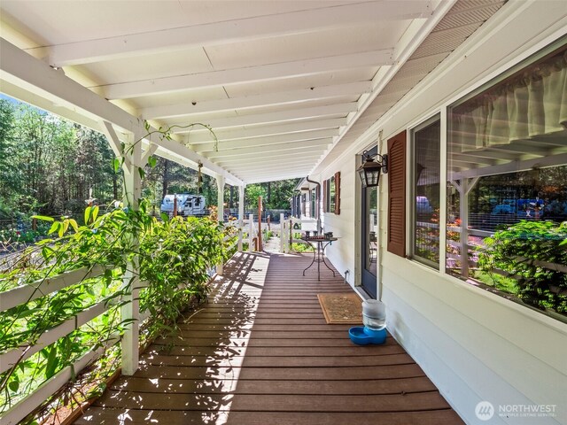 deck featuring a porch