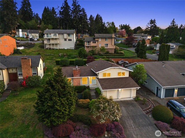 aerial view with a residential view