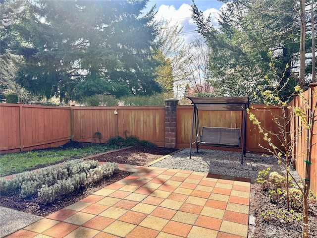 view of patio featuring a fenced backyard