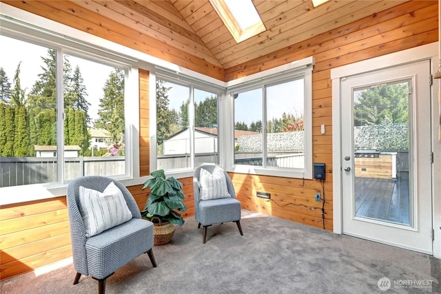 sunroom / solarium featuring a skylight and a wealth of natural light