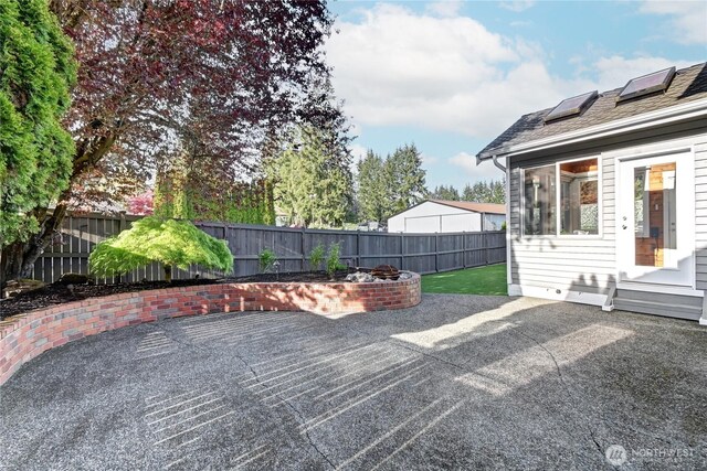 view of patio featuring a fenced backyard