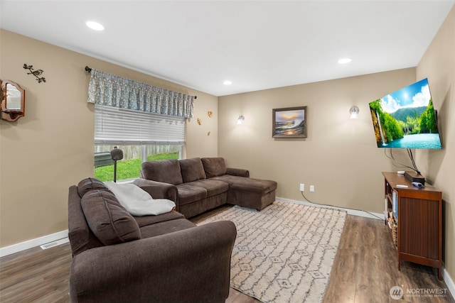 3688 E Indiana St, Port Orchard, WA 98366 - living room with baseboards, wood finished floors, and recessed lighting