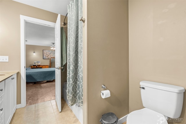 3688 E Indiana St, Port Orchard, WA 98366 - ensuite bathroom featuring toilet, tile patterned flooring, vanity, and a shower with shower curtain