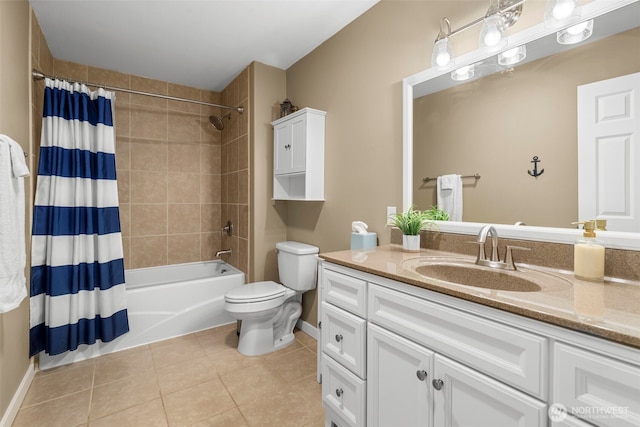 3688 E Indiana St, Port Orchard, WA 98366 - full bathroom with tile patterned flooring, baseboards, vanity, toilet, and shower / bath combo