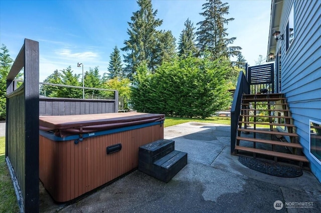 3507 222nd St SW, Mountlake Terrace, WA 98043 - view of patio / terrace featuring a hot tub