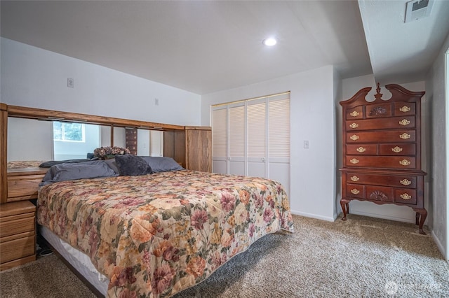 3515 W Tapps Dr E, Lake Tapps, WA 98391 - bedroom featuring baseboards, carpet, a closet, and visible vents