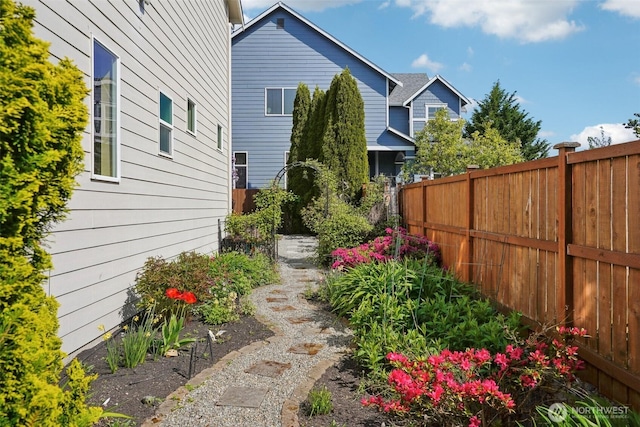 view of yard featuring a fenced backyard
