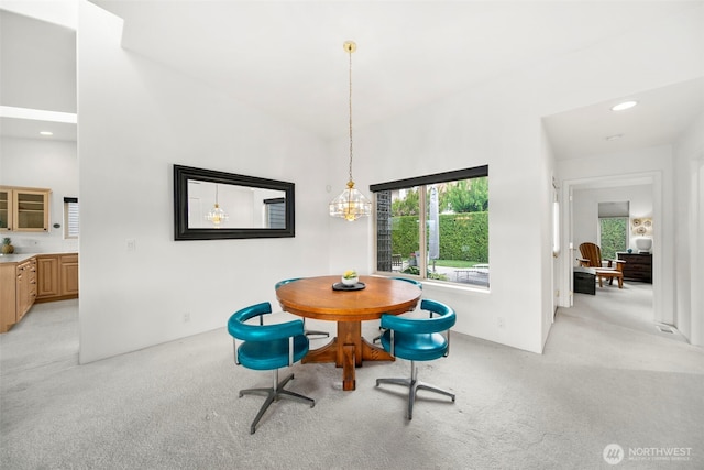 351 19th St NE Unit 10, East Wenatchee, WA 98802 - dining area featuring recessed lighting, a notable chandelier, and light colored carpet