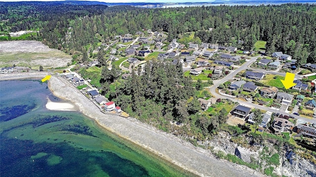 2279 Elger Park Rd, Camano Island, WA 98282 - aerial overview of property's location with a heavily wooded area, a large body of water, and nearby suburban area