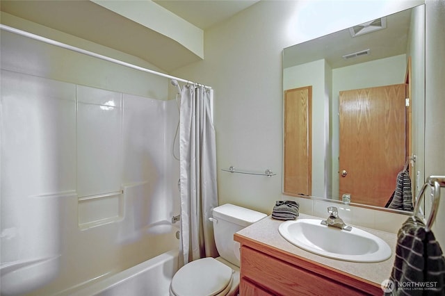 2279 Elger Park Rd, Camano Island, WA 98282 - bathroom with shower / bath combination with curtain, vanity, and toilet
