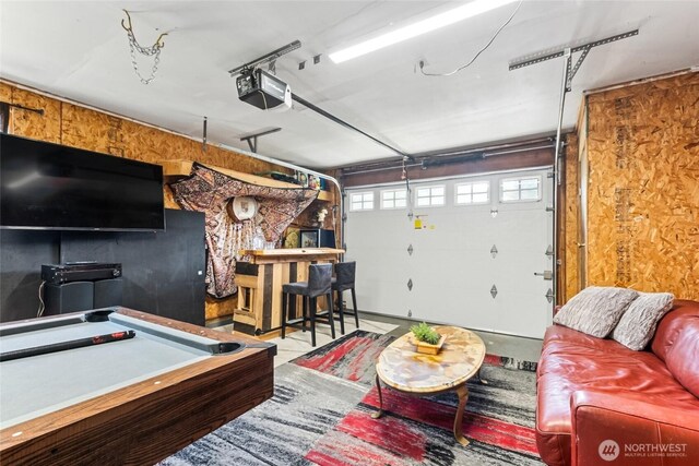 garage with a garage door opener
