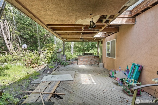 deck with an outdoor kitchen