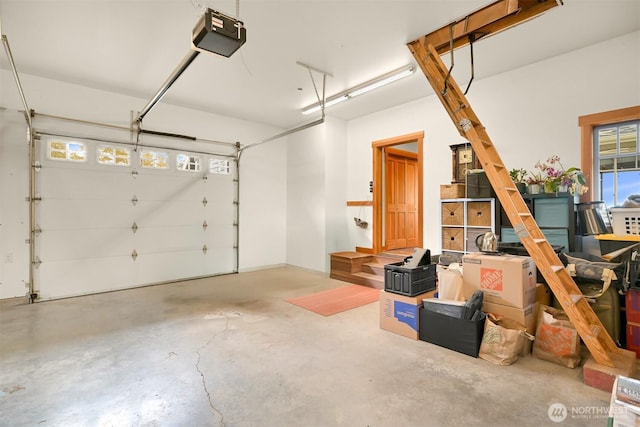 garage with a garage door opener