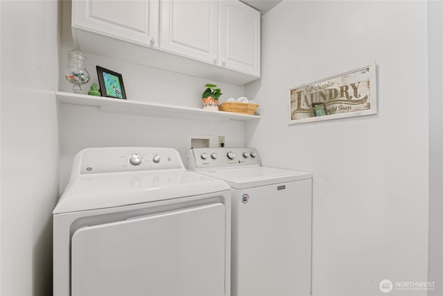 13203 436th Ave SE, North Bend, WA 98045 - washroom featuring separate washer and dryer and cabinet space