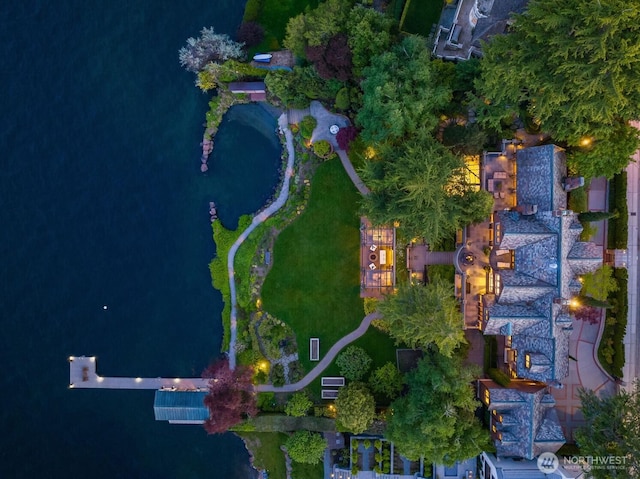 view of aerial view at night