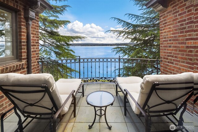 balcony with a water view