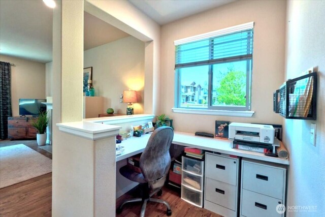 office area featuring wood finished floors