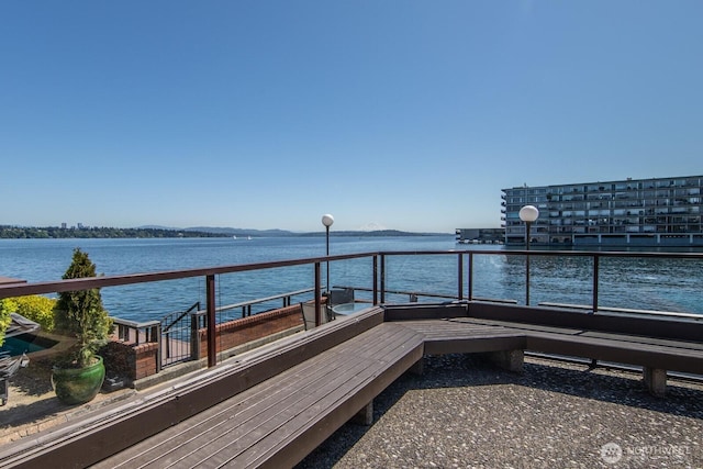 surrounding community with a water view