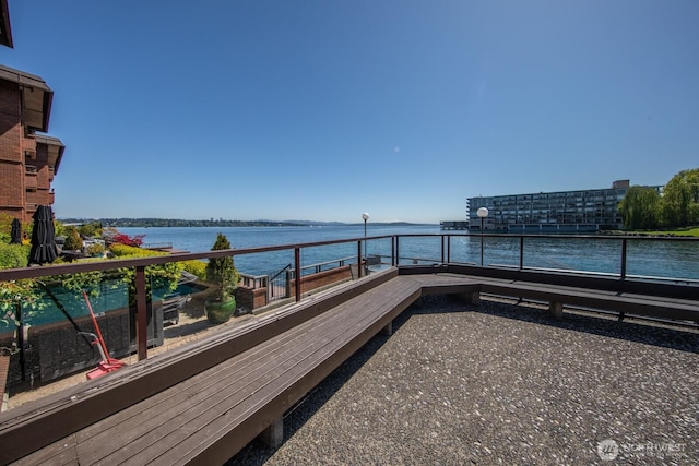 exterior space featuring a water view